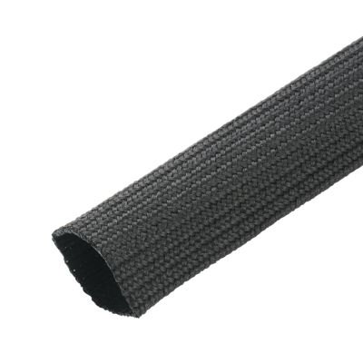Durable black braided sleeve with seamless construction for heavy-duty applications.
