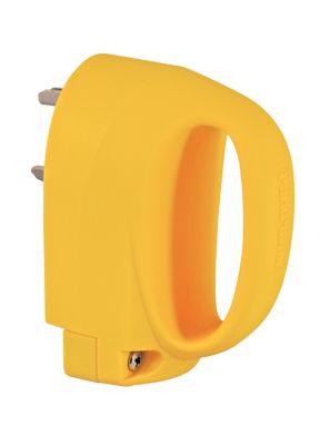 Yellow 30 Amp replacement plug with ergonomic grip and sturdy design for electrical connections.
