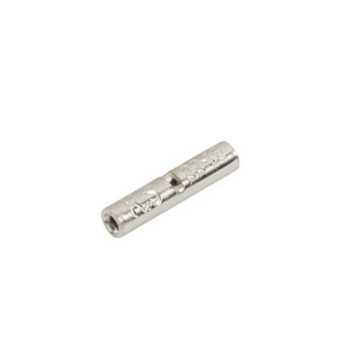 High temp butt connector for 22-18 gauge wires, silver cylindrical design, ideal for secure electrical connections.