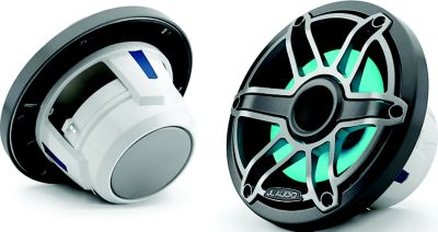 JL Audio 010-03099-00 M6 Marine Speakers with LED and Titanium Sport Grille, 8.8"