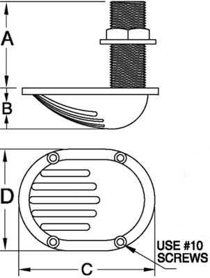 1/2INSCOOP THRU-HULL WITH NUT