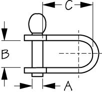 STAINLESS KEY PIN SHACKLE-9/16 X 1 7/16 (3/16)IN