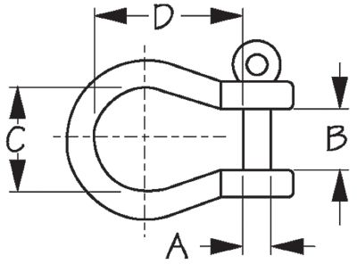 BOW SHACKLE SS 3/16