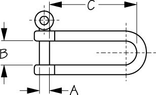 SS LONG D 5/32 SHACKLE