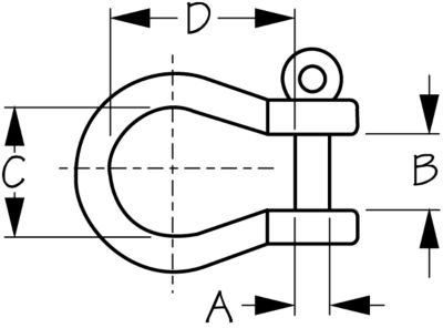 SHACKLE BOW 1/8 316 PMG