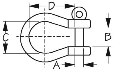 CAPTIVE BOW SHACKLE 1/4 S/S