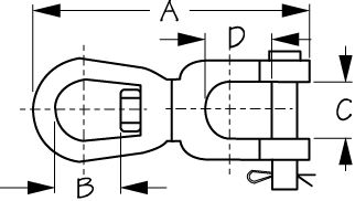 GALV EYE & JAW SWIVEL-5/16