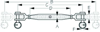 TURNBUCKLE S/S JAW+JAW 3/16 PMG