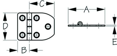 STAINLESS SHORT SIDE DOOR HINGE 2IN