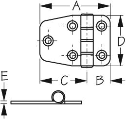 S/S SHORT SIDE  DOOR HINGE 2-3/8  PR