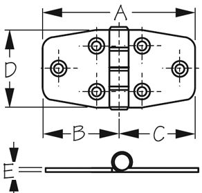 HINGE-DOOR STAINL.1-1/2INX3IN PR/CD