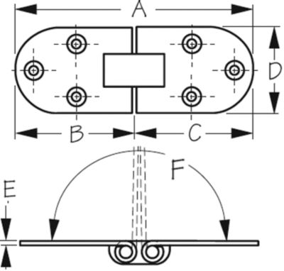 STAINLESS FLUSH 2-PIN HINGE-1 PR/CD