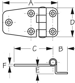 DOOR HINGE 1-1/2X2-3/4 SS 2/CD