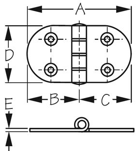 SIDE HINGE ROUND SS   1PR/CD