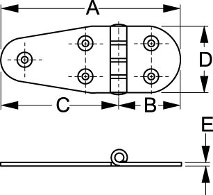 HINGE SS ROUND SIDE 4 1/16 REPLACES P/N 354-201710