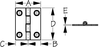 DAMP BUTT HINGE SS 1-1/2X2 PR 304 SS