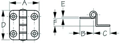 DAMP OFFST BUTT HINGE 1-1/2 PR 304 SS