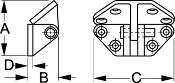 HINGE HATCH SS ANGLE BASE 1/PK REPLACES P/N 354-205282