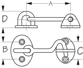 DOOR HOOK CHROME/BRASS 2IN