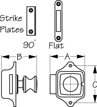 RIM LATCH SQUARE/ROUND SS