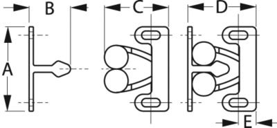 DOOR CATCH NYL TWIN ROLLER SET