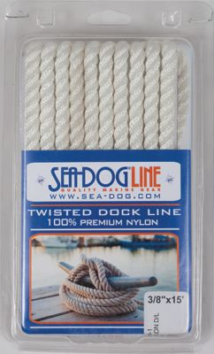 DOCK LINE TWS WH 3/8″X15′ 1/PK DOCKLINE