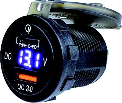 ROUND USB/USC SOCKET VOLT METER W/OUT ON/OFF