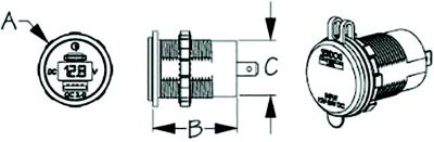 ROUND USB/USC SOCKET VOLT METER W/OUT ON/OFF