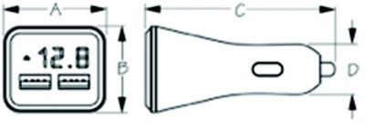 DOUBLE USB POWER PLUG W/METER