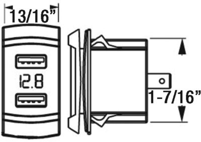 DBL USB ROCKER SWCH/VOLTMETER