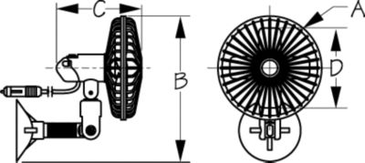 FAN SUCTION- CUP MT 12V REPLACES P/N 354-450120