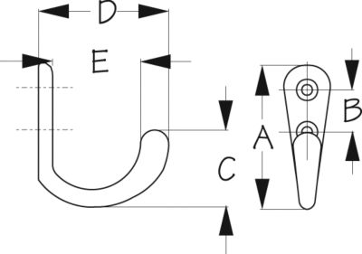 COAT HOOK 2-1/16IN CHR BRS 2/C