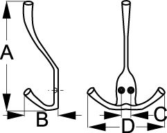 HOOK COAT TRIPLE BRASS L REPLACES P/N 354-671525