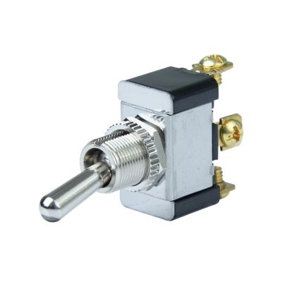 Cole Hersee 5584 SPDT toggle switch with metal lever and screw terminals, designed for 12V, 25 Amp applications.