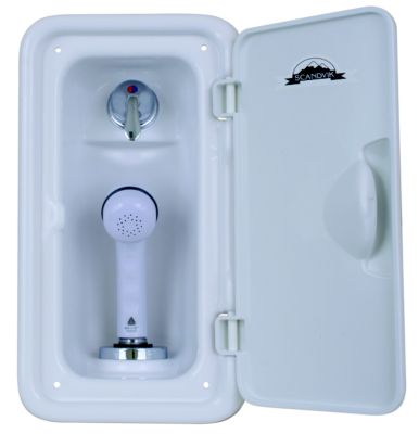 SHOWER BOX VERTICAL WHITE EURO, 6′ HOSE