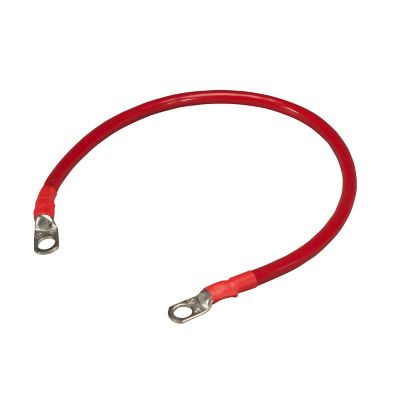 Red switch to starter cable with metal ends, 4 gauge thickness for secure electrical connections.