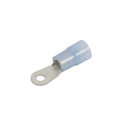 Blue nylon ring terminal with 10 stud, ideal for 6-gauge wiring connections.