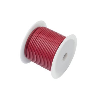 Red marine grade tinned wire spool, durable and corrosion-resistant for marine applications.