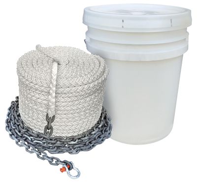 1/2″X200’ROPE W 1/4″X10′ CHAIN ANCHOR RODE 8 PLAIT