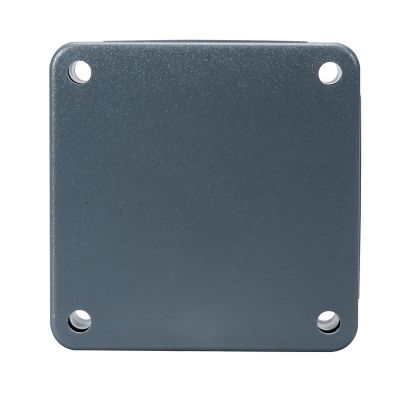 Gray rectangular panel for medium and heavy-duty battery switches with four mounting holes.