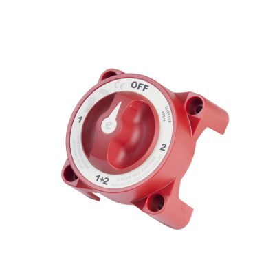 Red Blue Sea Systems e-Series battery switch with four positions for power control.