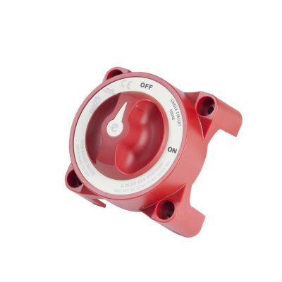 Red Blue Sea Systems 9004e-BSS battery switch with ON-OFF labels and alternator field disconnect for 350 Amp use.