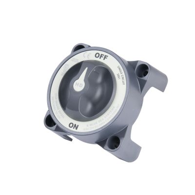 Black Blue Sea Systems HD-Series battery switch with on-off settings and alternator field disconnect.