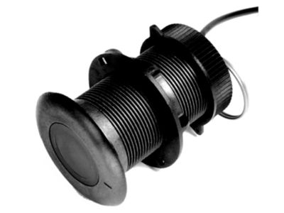 Three-position black battery switch by Blue Sea Systems, features a compact design with ribbed texture for secure handling.