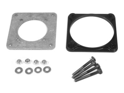 Blue Sea Systems ML-Series Solenoid parts, including connectors, screws, washers, and mounting plates on a white background.