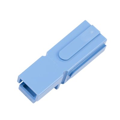 Blue Anderson Powerpole Housing for high-current connections, 120A capacity, sleek design for secure electrical connections.