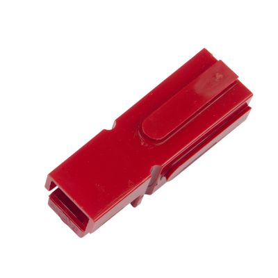 Red Anderson Powerpole¬Æ connector housing for electrical applications, featuring durable design and secure connection.