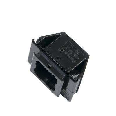 Black Powerpole outer housing, 4-pole receptacle by Anderson Power Products, designed for 15-45 Amp connections.