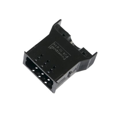 Black 8-pole outer housing plug for Anderson Power Products Powerpole, shown without latch, designed for 15-45 amps.