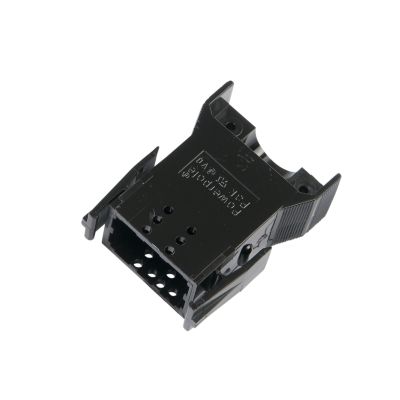 Black Anderson Powerpole¬Æ outer housing for 15-45 Amp, 6-pole plugs, with latch for secure electrical connections.